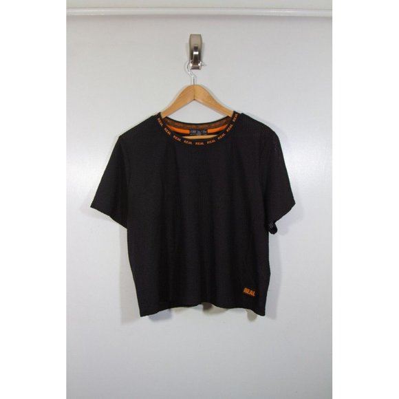 Forever 21 3X Black Net Fishnet Mesh Short Sleeve Crop Ringer Tee - Picture 1 of 4